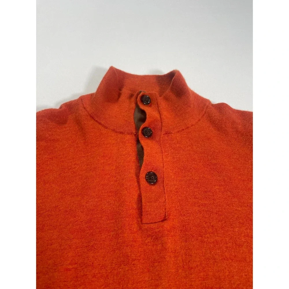 VTG Polo Ralph Lauren Merino Wool Three Button Sweater Men's L Orange‎